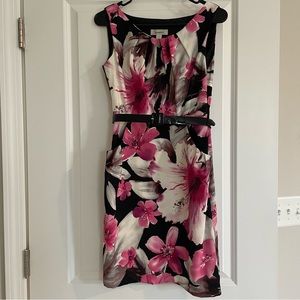 Dressbarn floral dress, removable belt, size 4P
